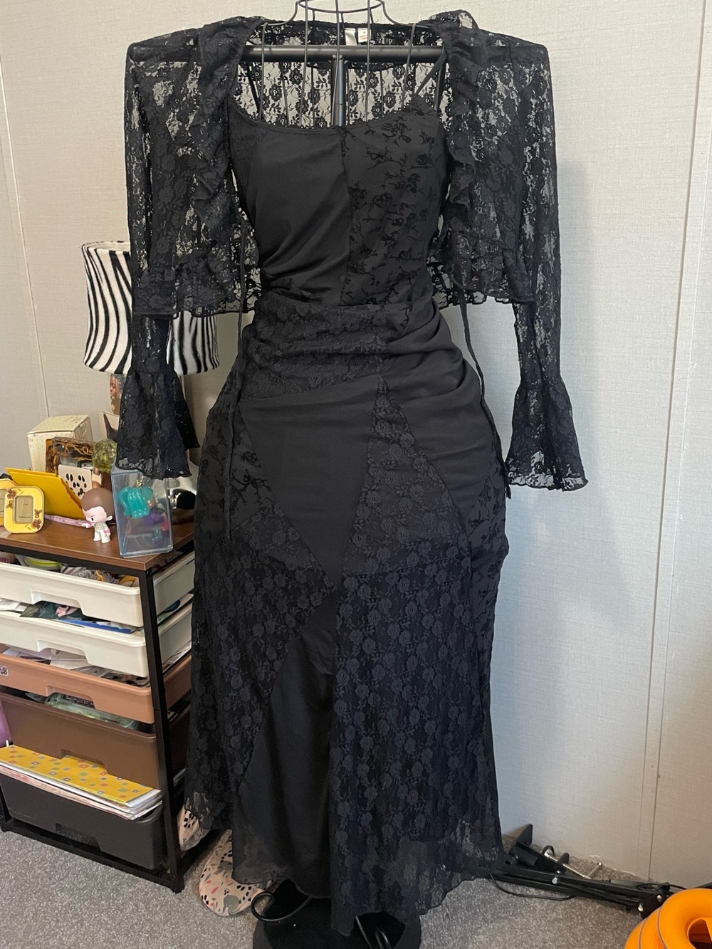 Elegant Black Lace Evening Dress with Matching Bolero
